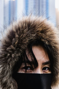 Close-up portrait of woman with ice cream