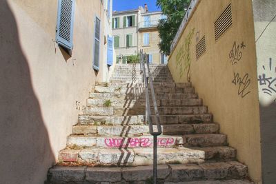 Narrow alley along buildings