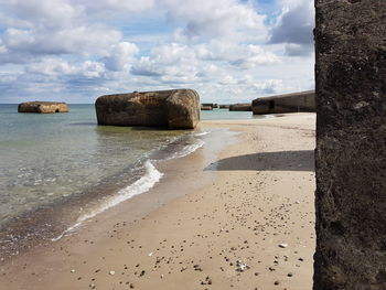 Scenic view of beach against sky