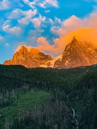 Scenic view of mountains against sky during sunset