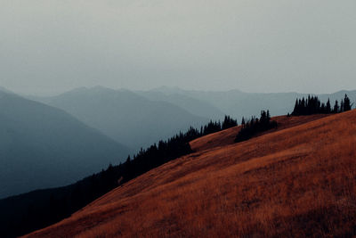Scenic view of mountains against clear sky