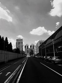 Road passing through city