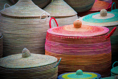 Multi colored chairs at market