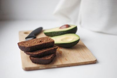 Close-up of food on cutting board