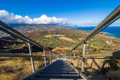 Scenic view of landscape and mountains against sky