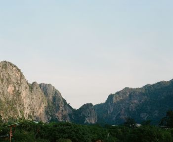 Scenic view of mountains against clear sky