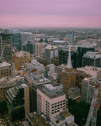 High angle view of buildings in city