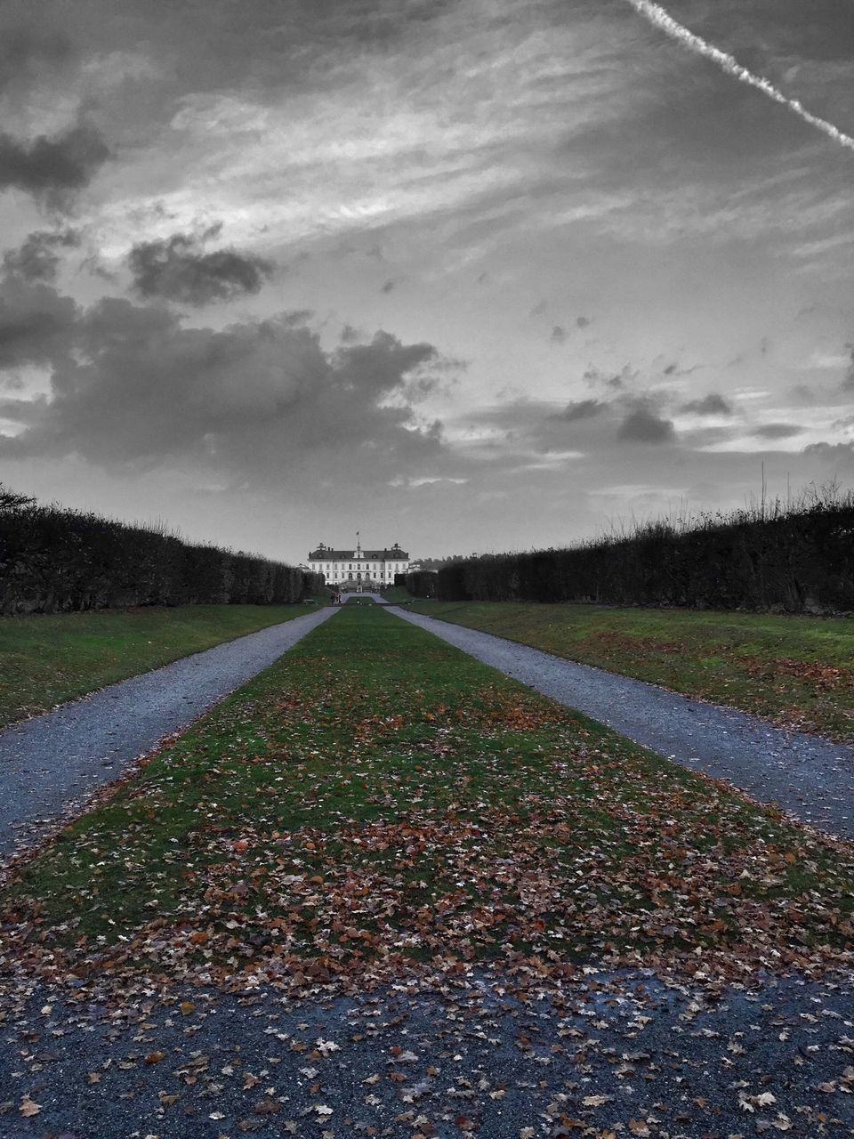 the way forward, sky, road, cloud - sky, grass, field, diminishing perspective, transportation, landscape, vanishing point, road marking, tranquility, tranquil scene, cloudy, asphalt, nature, street, country road, surface level, cloud