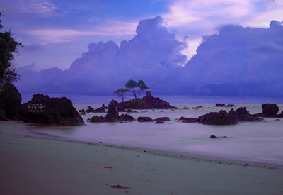 Scenic view of sea against sky at sunset