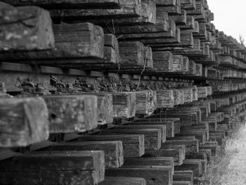 Full frame shot of old stack of building