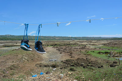 View of landscape against blue sky