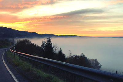 Scenic view of mountains against sky during sunset