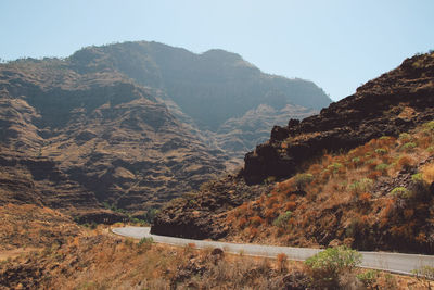 Scenic view of mountains against clear sky