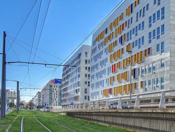 View of cityscape against clear sky