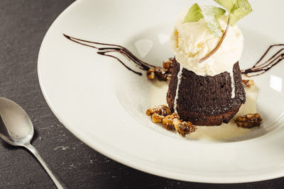 Close-up of ice cream in plate