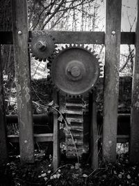 Old abandoned machinery on field