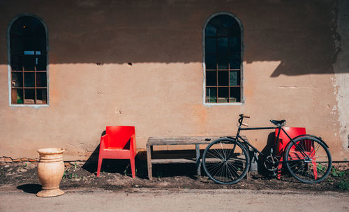 Bicycle against building