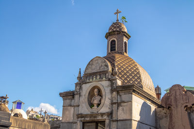 Low angle view of church against clear sky