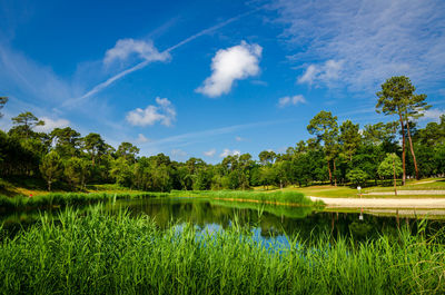 Scenic view of lake against sky