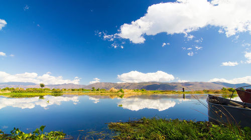 Scenic view of lake against sky