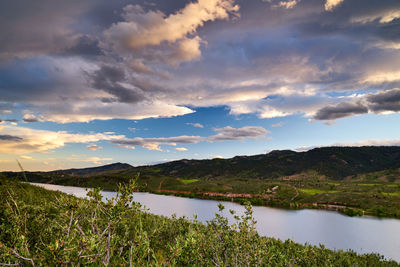 Scenic view of lake against sky