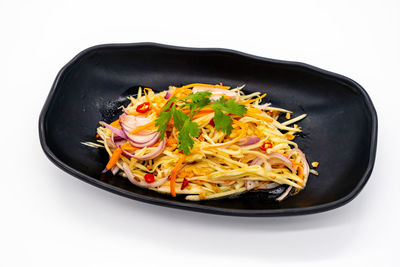 High angle view of food in plate
