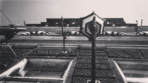 View of railroad tracks against clear sky