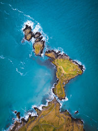 Aerial view of land and sea