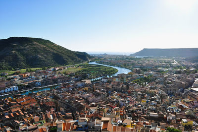 High angle view of townscape against sky