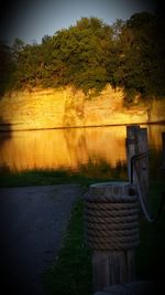 Empty park at sunset