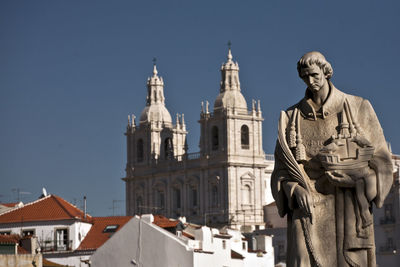 Statue of historic building against clear sky