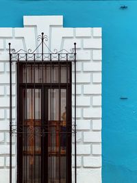 Closed door of building