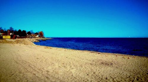 Scenic view of sea against clear sky