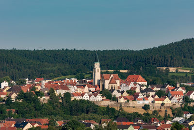 High angle view of townscape against sky
