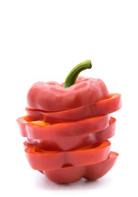 Close-up of chopped fruit against white background