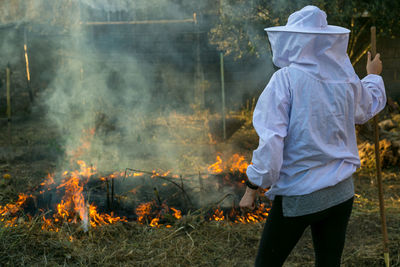 Low angle view of bonfire against the sky