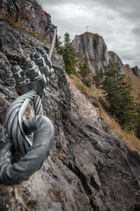 Rock formation on land against sky