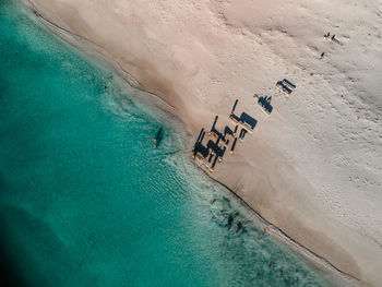 High angle view of people on beach