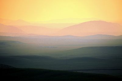 Scenic view of landscape against sky during sunset