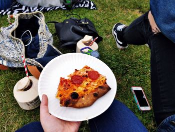 High angle view of food on table