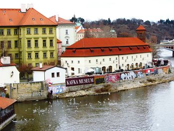 View of canal in town