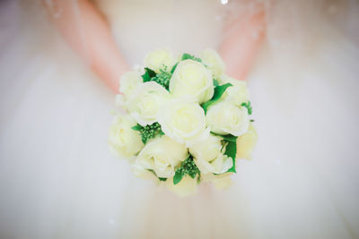 Close-up of white rose bouquet