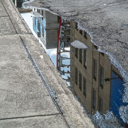 High angle view of buildings in city