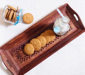 High angle view of cookies on table
