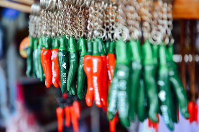 Close-up of decorations for sale in market