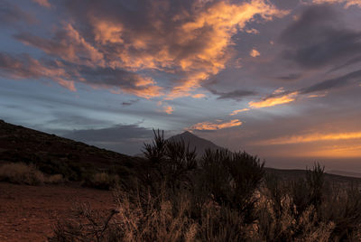 Scenic view of landscape against sky during sunset