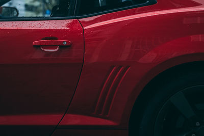 Close-up of red car