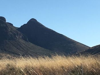 Scenic view of mountains against clear sky