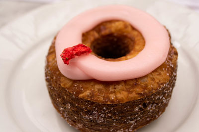 High angle view of cake in plate