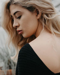 Close-up portrait of a beautiful young woman